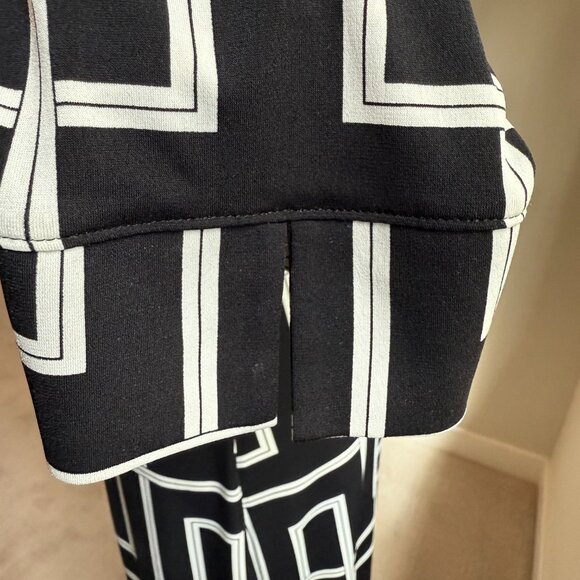 WHBM Black and White Geometric Button Down Matte Jersey Shirt Dress - Sz. 4 - Picture 12 of 16